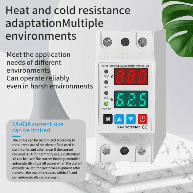 ZS3-VA adjustable voltage and current dual display Magnetic holding relay Self resetting overvoltage and undervoltage protector