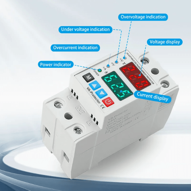 ZS3-VA adjustable voltage and current dual display Magnetic holding relay Self resetting overvoltage and undervoltage protector